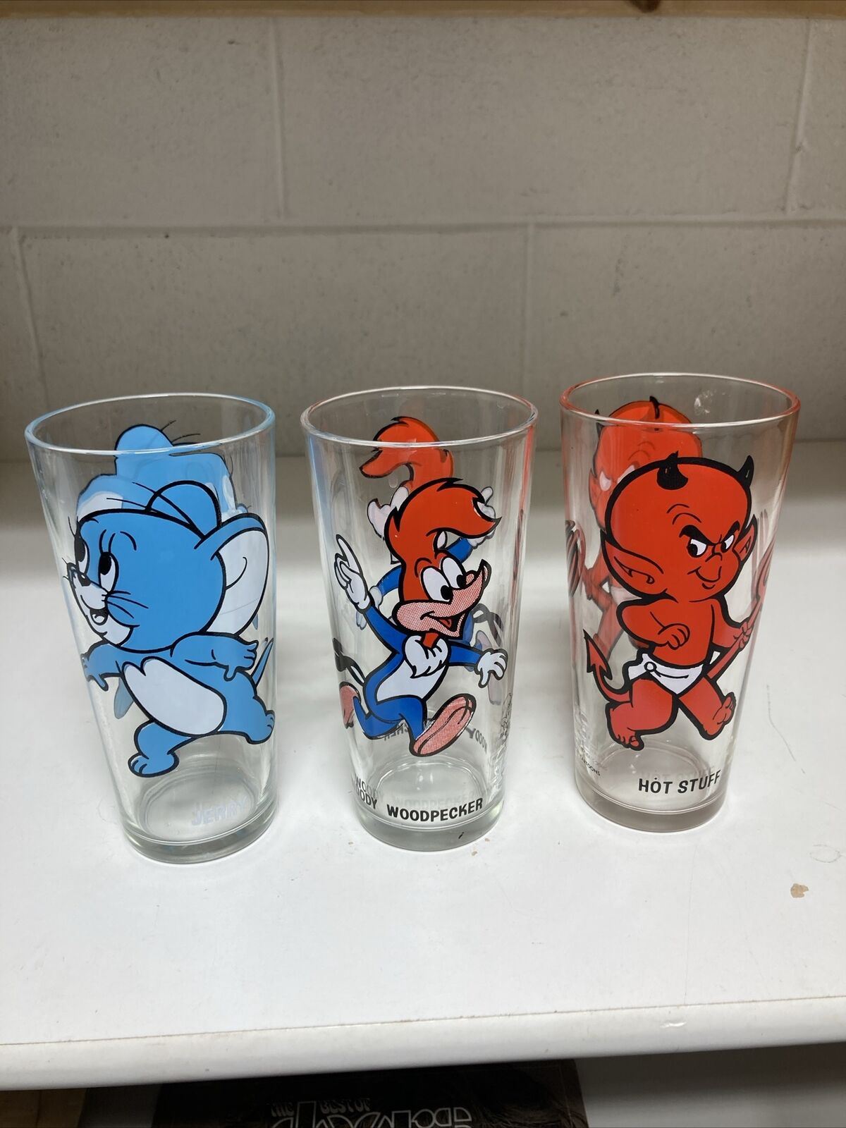 VTG Lot Of 3 1973 Pepsi Collectors Drinking Glasses: Hot Stuff, Jerry & Woody