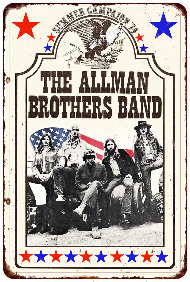 The Allman Brothers Band - 1974 - Concert reproduction Vintage Look METAL SIGN