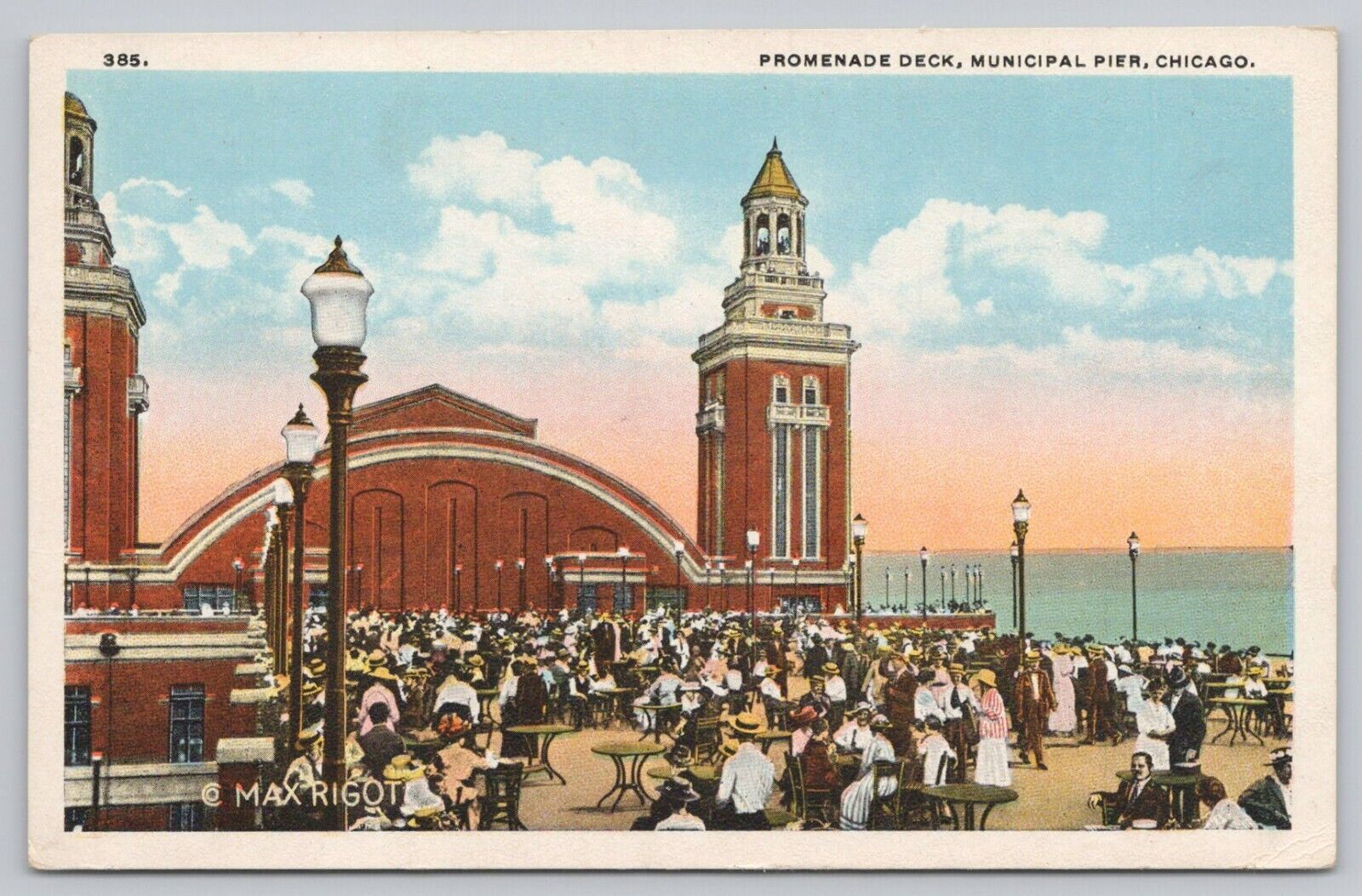 Postcard Promenade Deck, Municipal Pier, Chicago Illinois