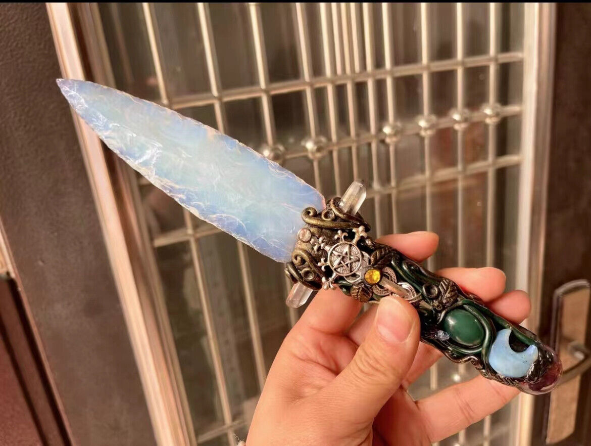 9.8“Opal knife crystal dagger hand carved Crystal Healing random/pc