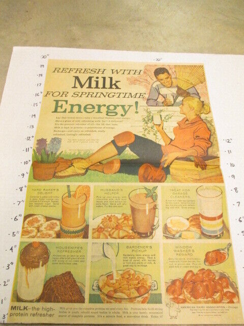 newspaper ad 1958 American Dairy Association MILK recipes cereal chocolate drink
