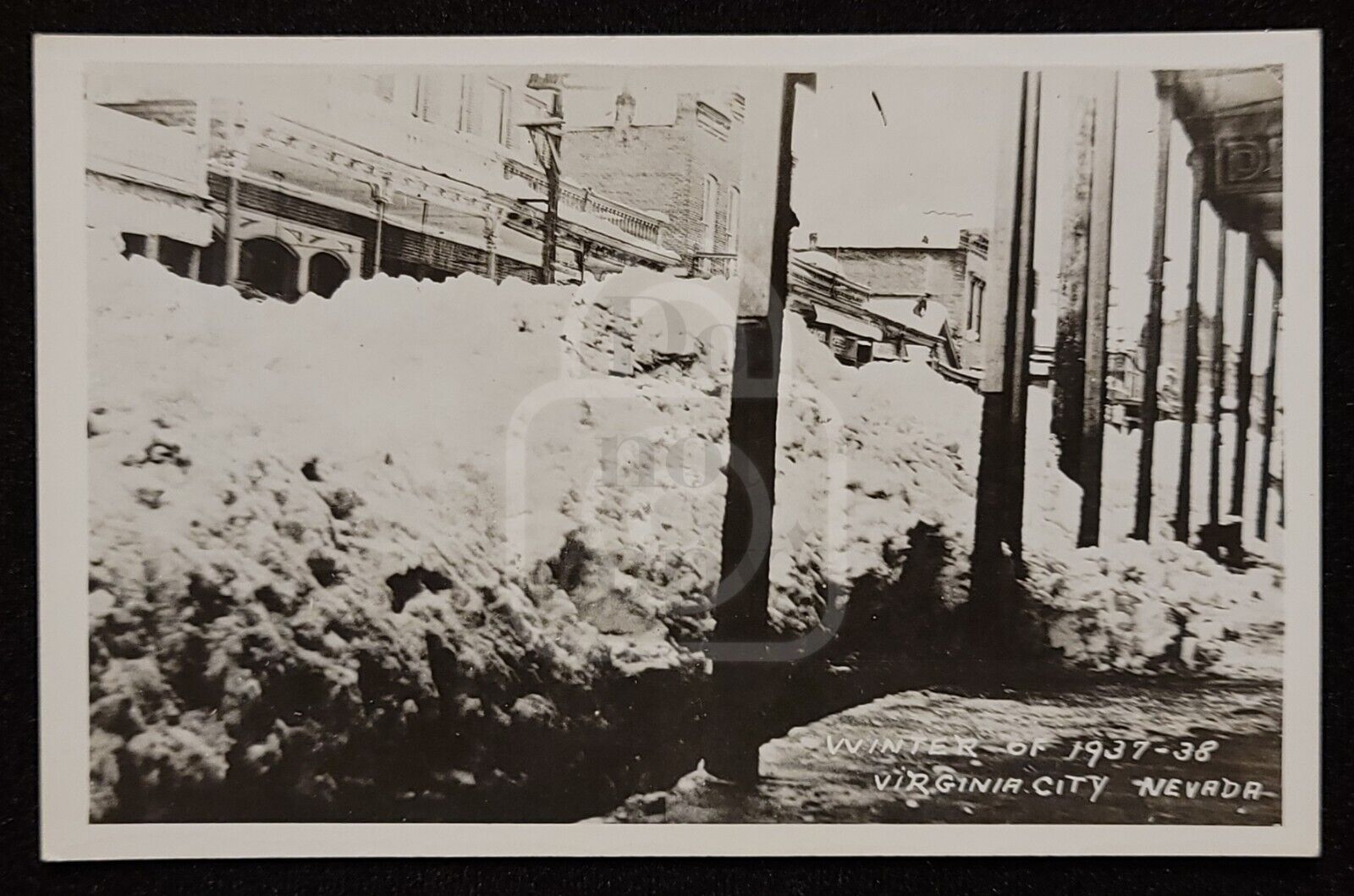 Historic RPPC of Snow Storm Aftermath. Virginia City, Nevada. C. 1937-1938