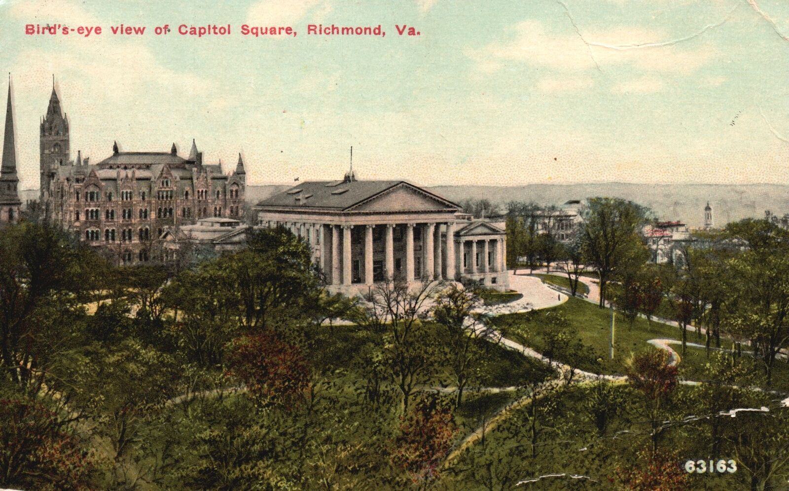 Vintage Postcard 1911 Bird\'s-Eye View Of Capitol Square Richmond Virginia VA