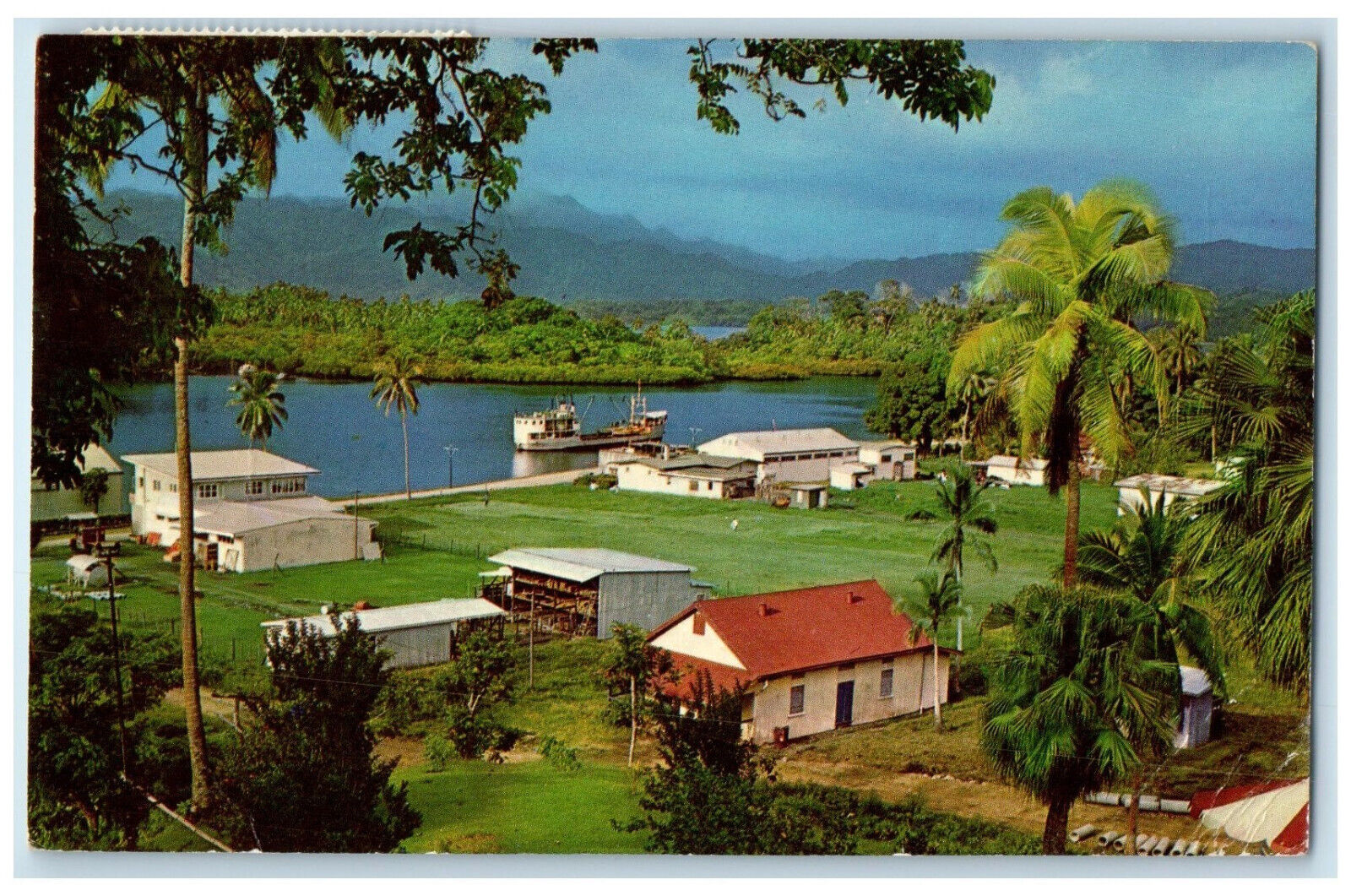 c1960's Na Savusavu at Head of One of Fiji's Largest Harbours Vintage Postcard