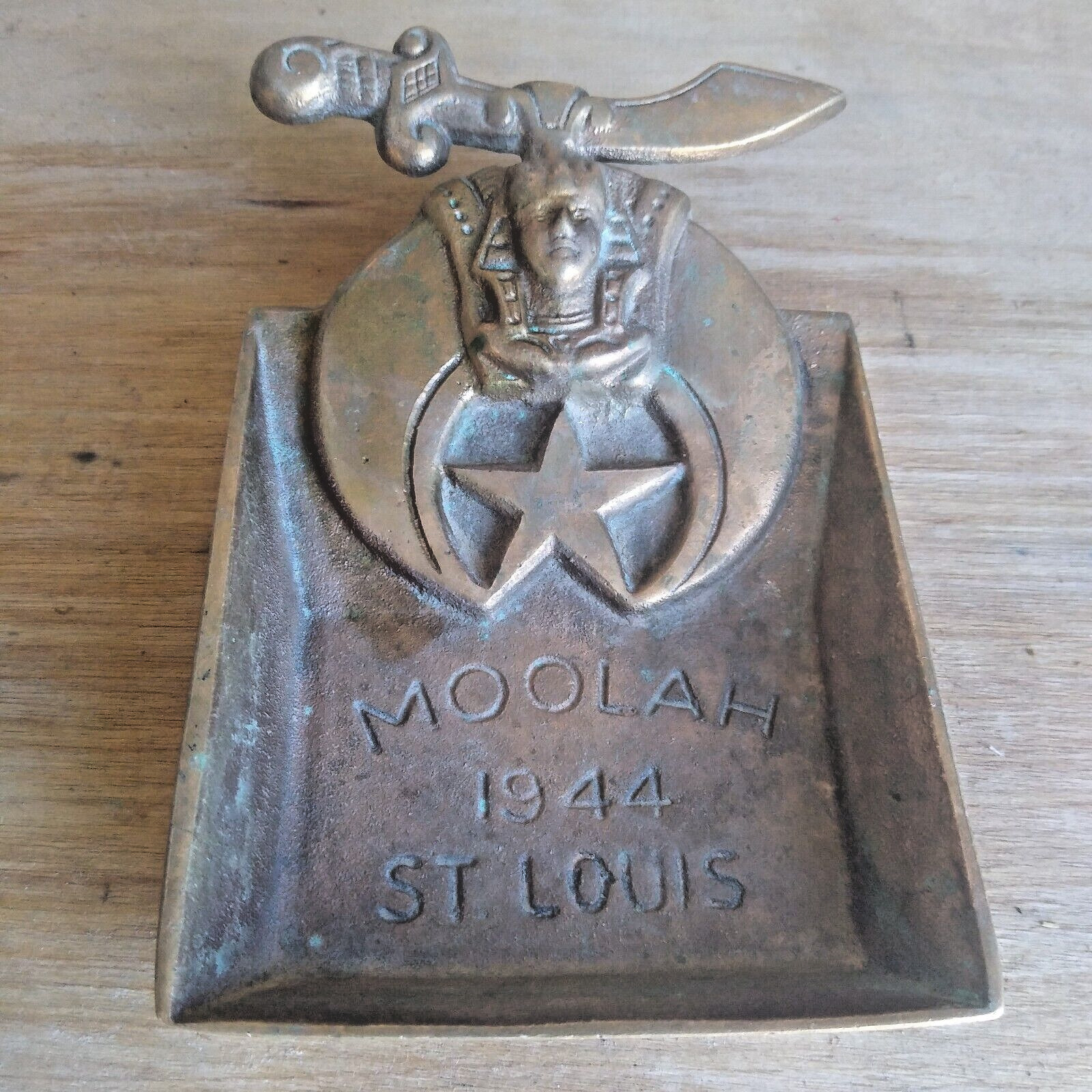 Vtg Moolah Shriners Brass Trinket Tray 1944 St. Louis Ashtray 3.5\