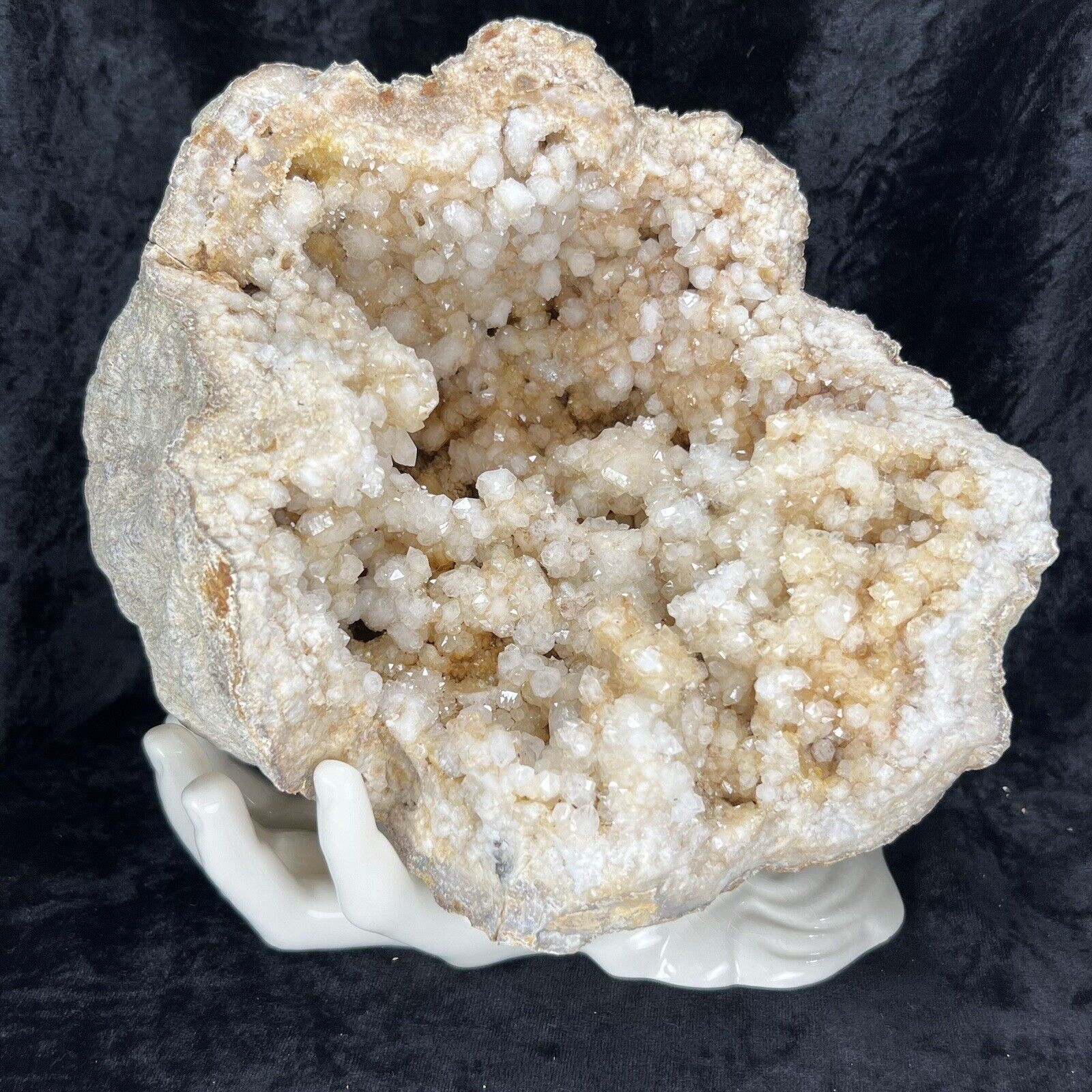 8-1/2” Natural Geode Quartz Cluster Crystal Iron Citrine Golden Healer 7.11Lb KY