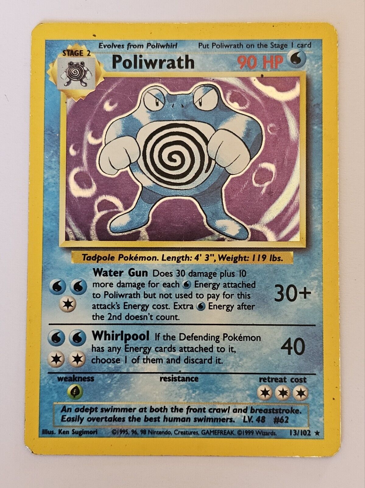 Poliwrath Original Base Set Holo Rare 13/102 Pokemon Card WOTC