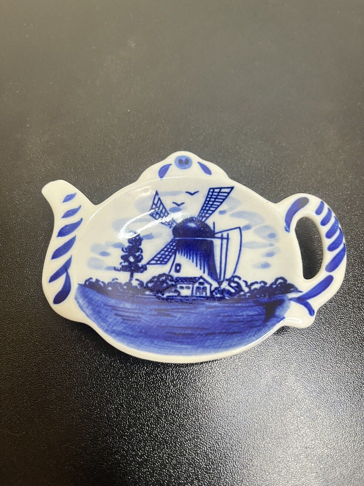 Vintage 1984 Blue Delft Porcelain Teapot Shaped Spoon/Trinket Dish Must See