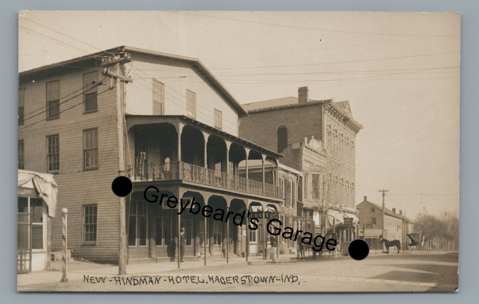 RPPC New Hindman Hotel HAGERSTOWN IN Vintage Real Photo Postcard