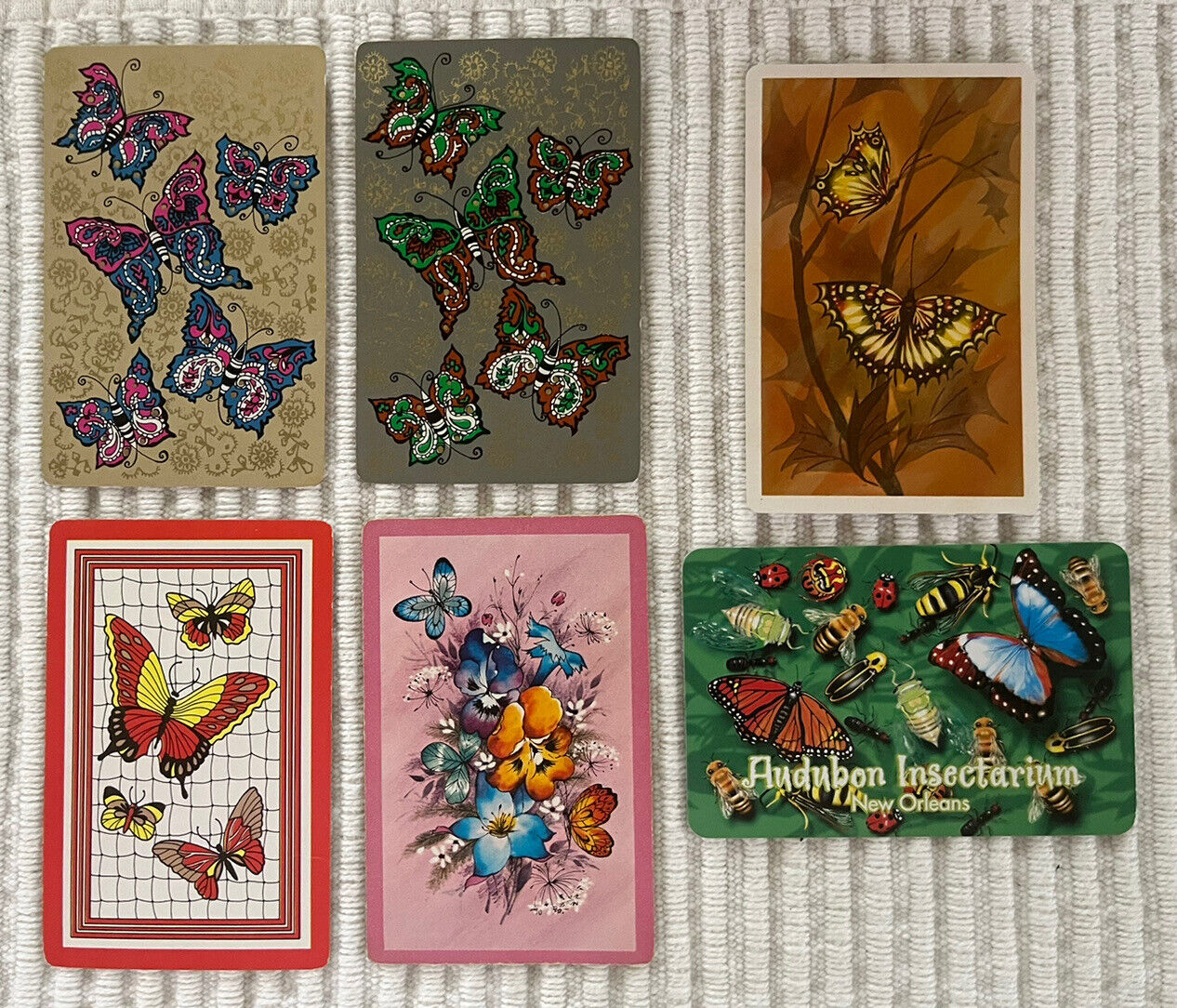 6 Vintage Playing Cards ~ Butterflies & Insects ~Audubon Insectarium/New Orleans