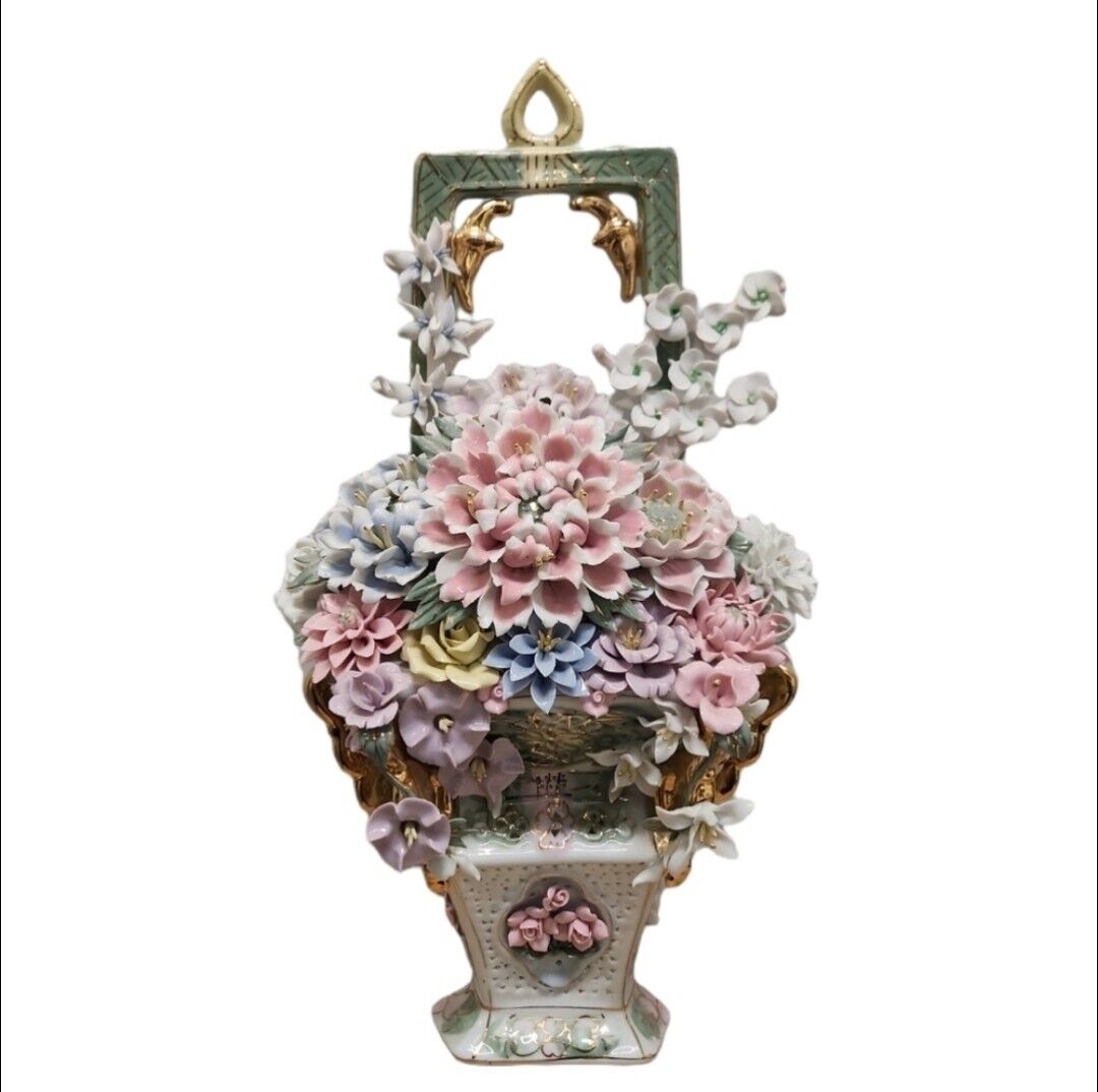 Vintage Porcelain Delicate Flowers Bouquet Multicolored