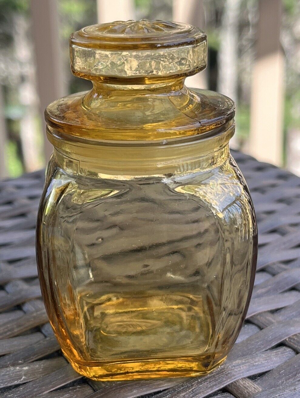 Vintage Amber Glass Apothecary Jar 3.5