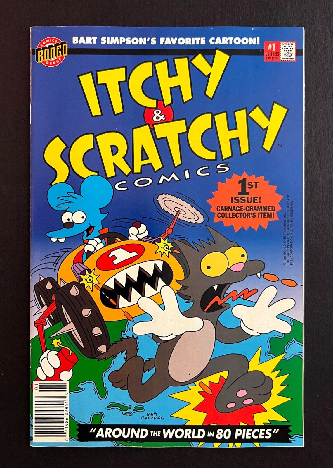 ITCHY & SCRATCHY COMICS #1 Newsstand UPC Variant Simpsons Bongo Comics 1993