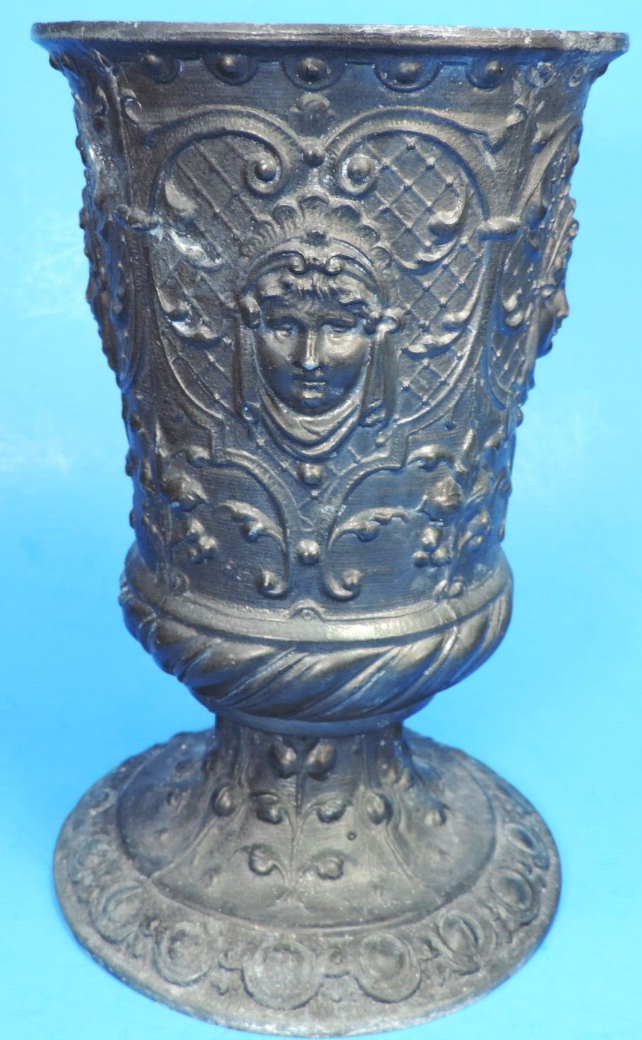 NEO-CLASSICAL (French Style) SPELTER URN w/ FACE RELIEF