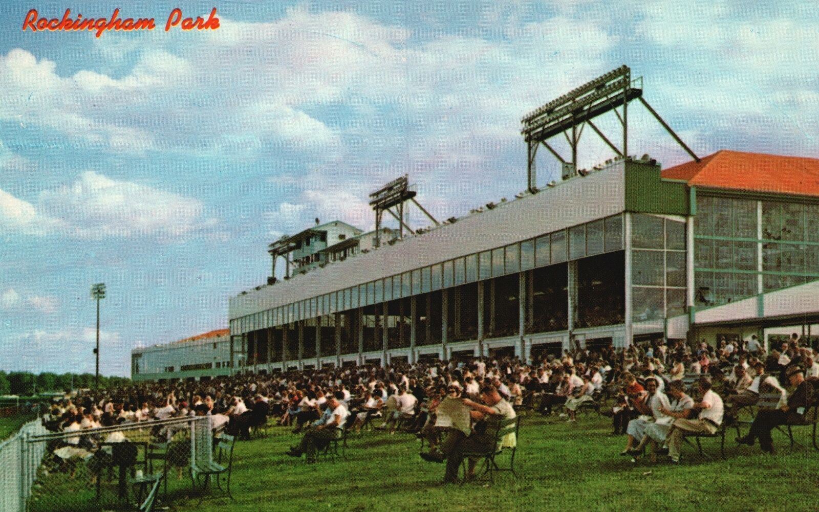 Salem NH-New Hampshire, Grandstand And Club House At Rockingham Park Postcard