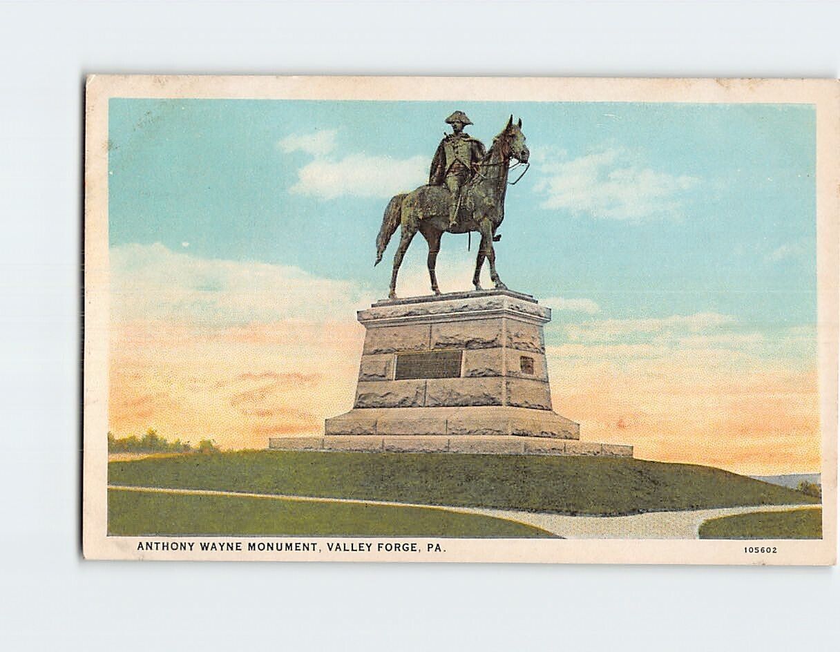 Postcard Major General Anthony Wayne Monument Valley Forge Pennsylvania USA