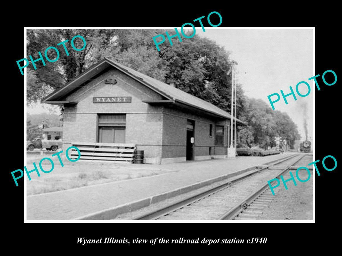OLD 8x6 HISTORIC PHOTO OF WYANET ILLINOIS THE RAILROAD DEPOT STATION c1940