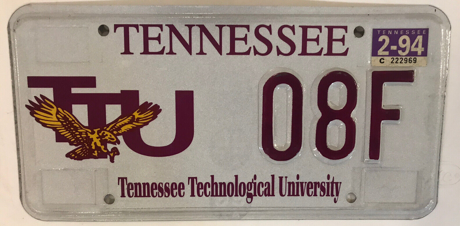 TENNESSEE TECH TECHNOLOGICAL UNIVERSITY license plate Awesome Golden Eagles TTU