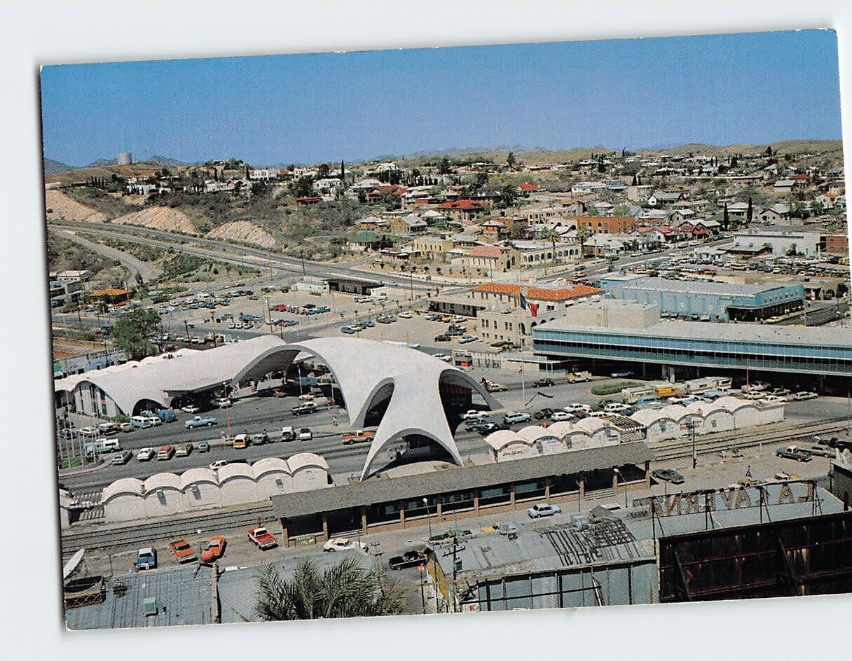 Postcard Mexico and United States Immigration Buildings, Nogales, Mexico
