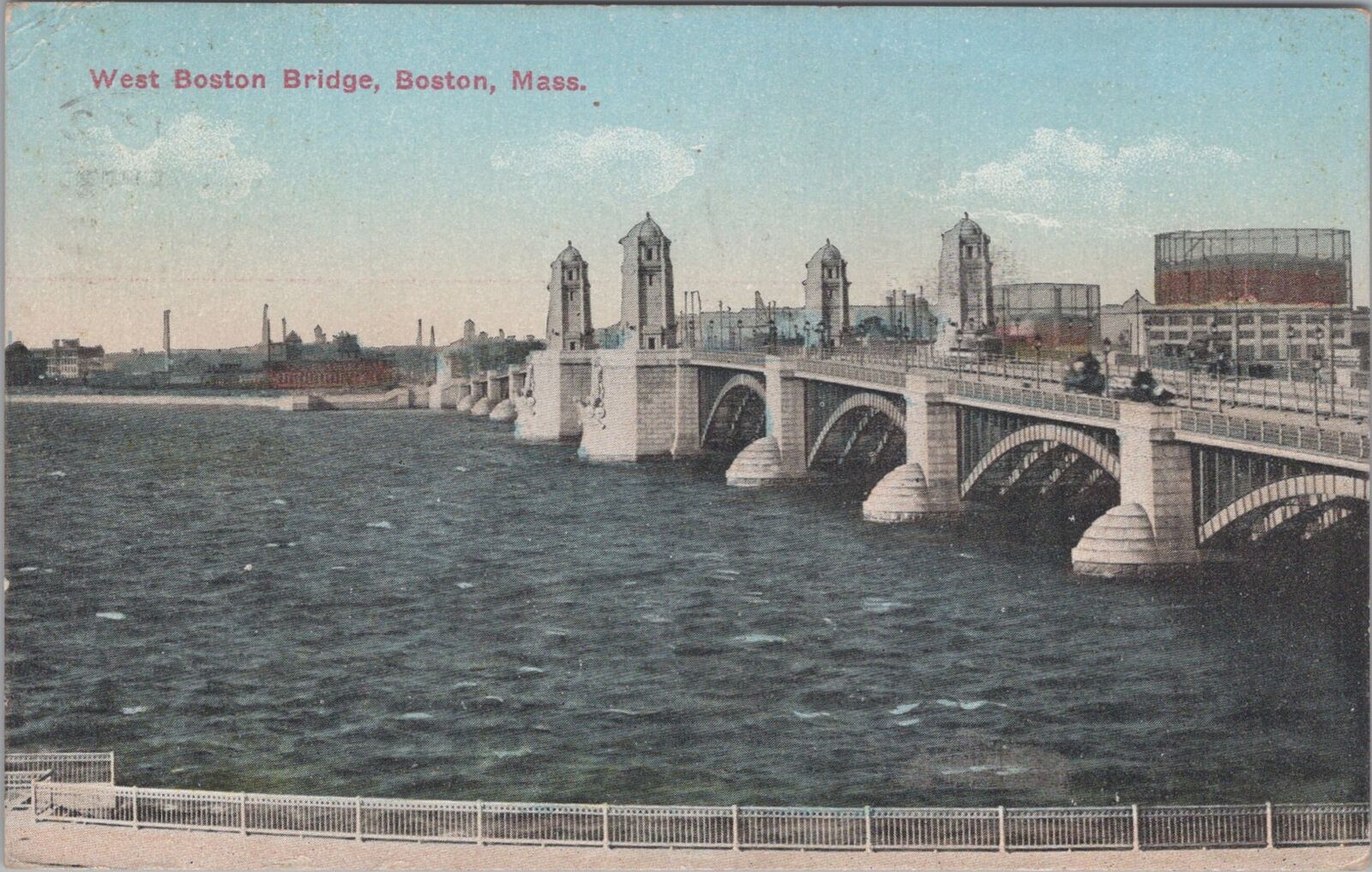 West Boston Bridge, Boston Massachusetts 1914 Postcard
