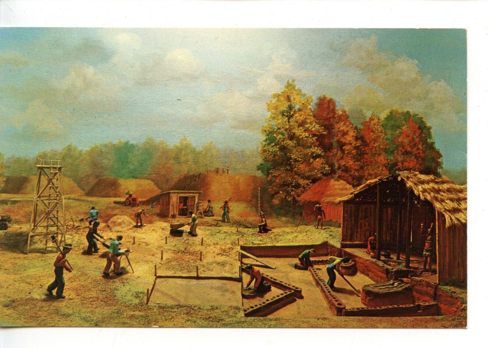 Excavation Diorama-Mound Park-Moundville-Alabama-Vintage Postcard