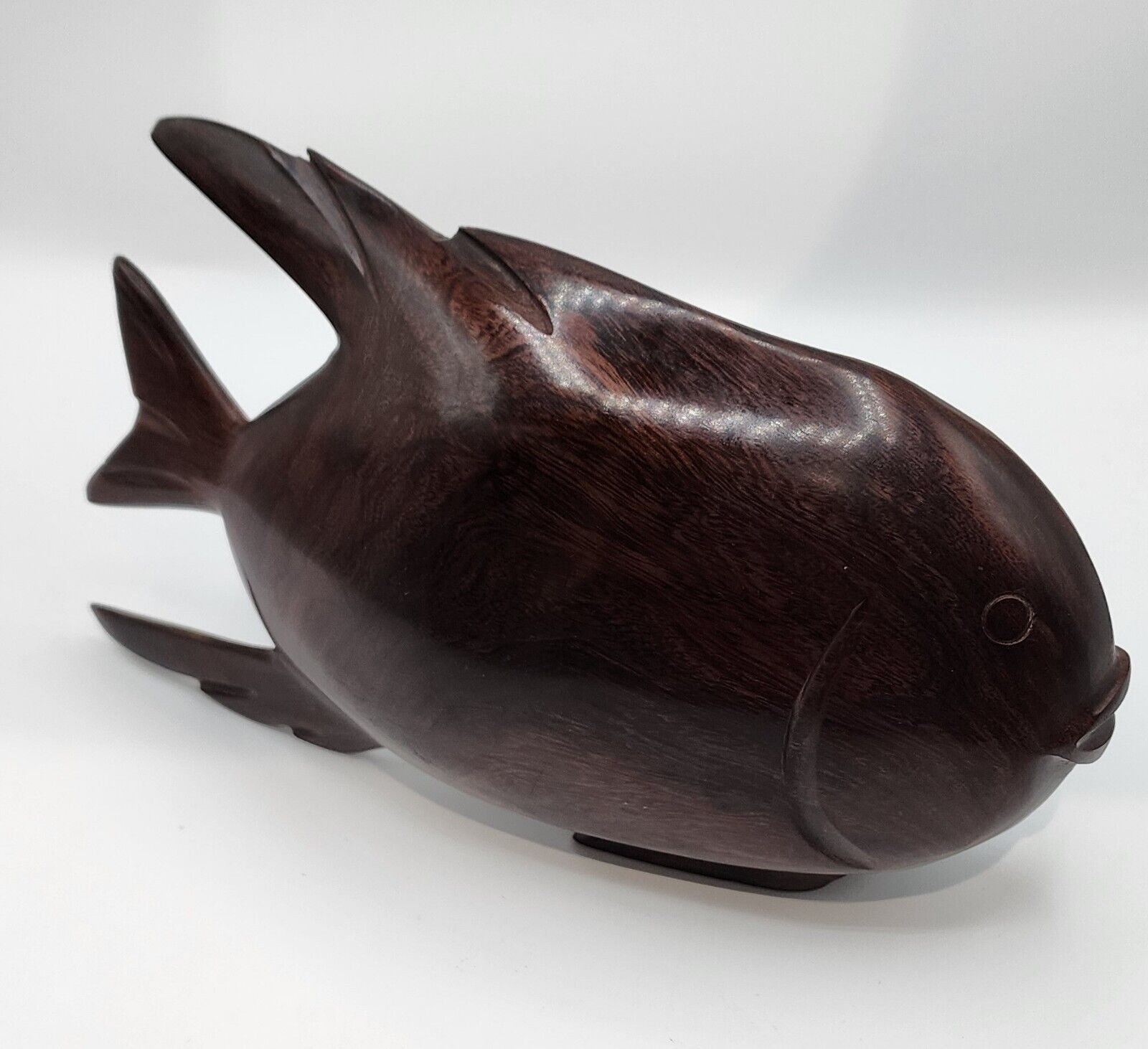Ironwood Hand Carved Folk Art  Brown Fish Statue Decor Wooden 9 Inch Lake 