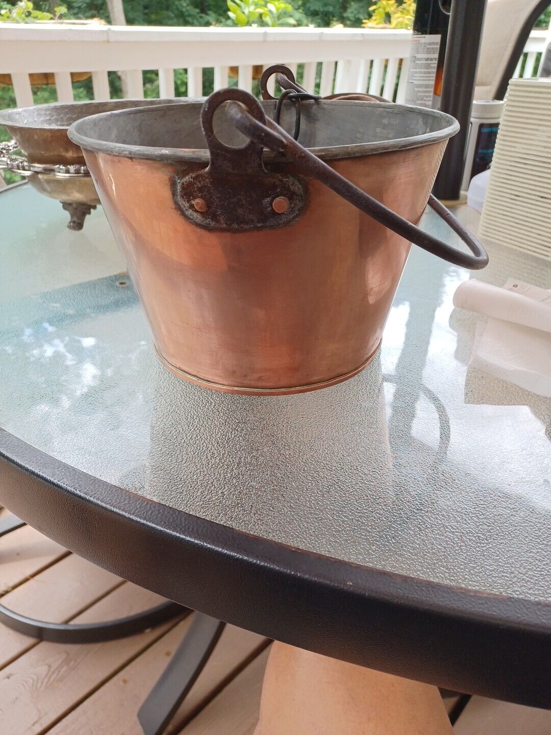 vintage copper hanging planter