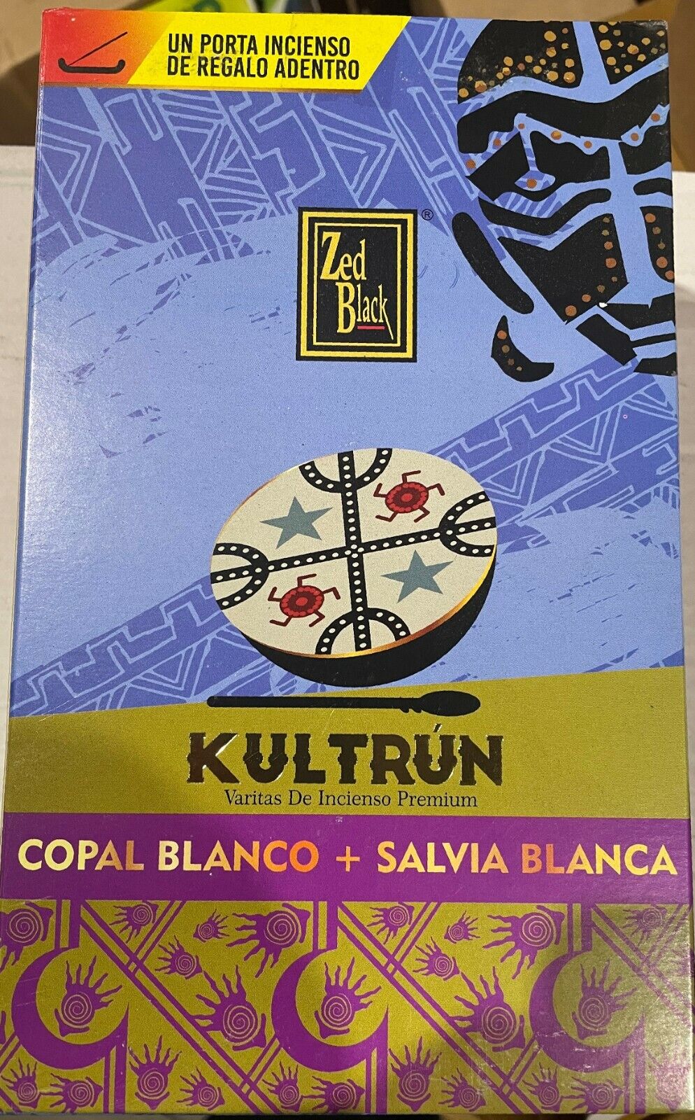 Kultrun Premium Incense Sticks White Copal + White Sage box for 12 Packs 15gr