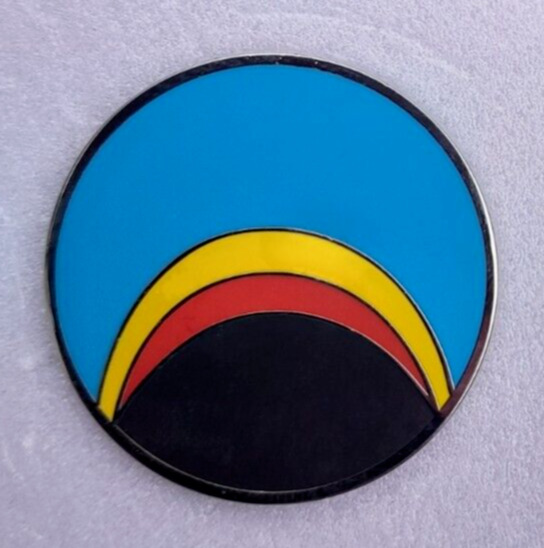 OFFICIAL GERRY ANDERSON SPACE 1999 SUNRISE LOGO ENAMEL PIN