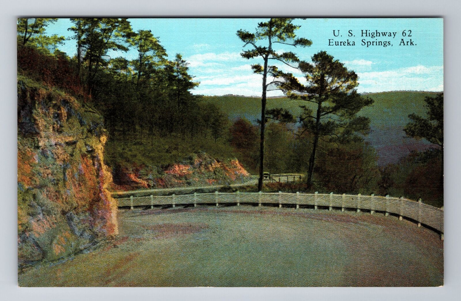Eureka Springs AR-Arkansas, US Highway 62, Antique, Vintage Souvenir Postcard