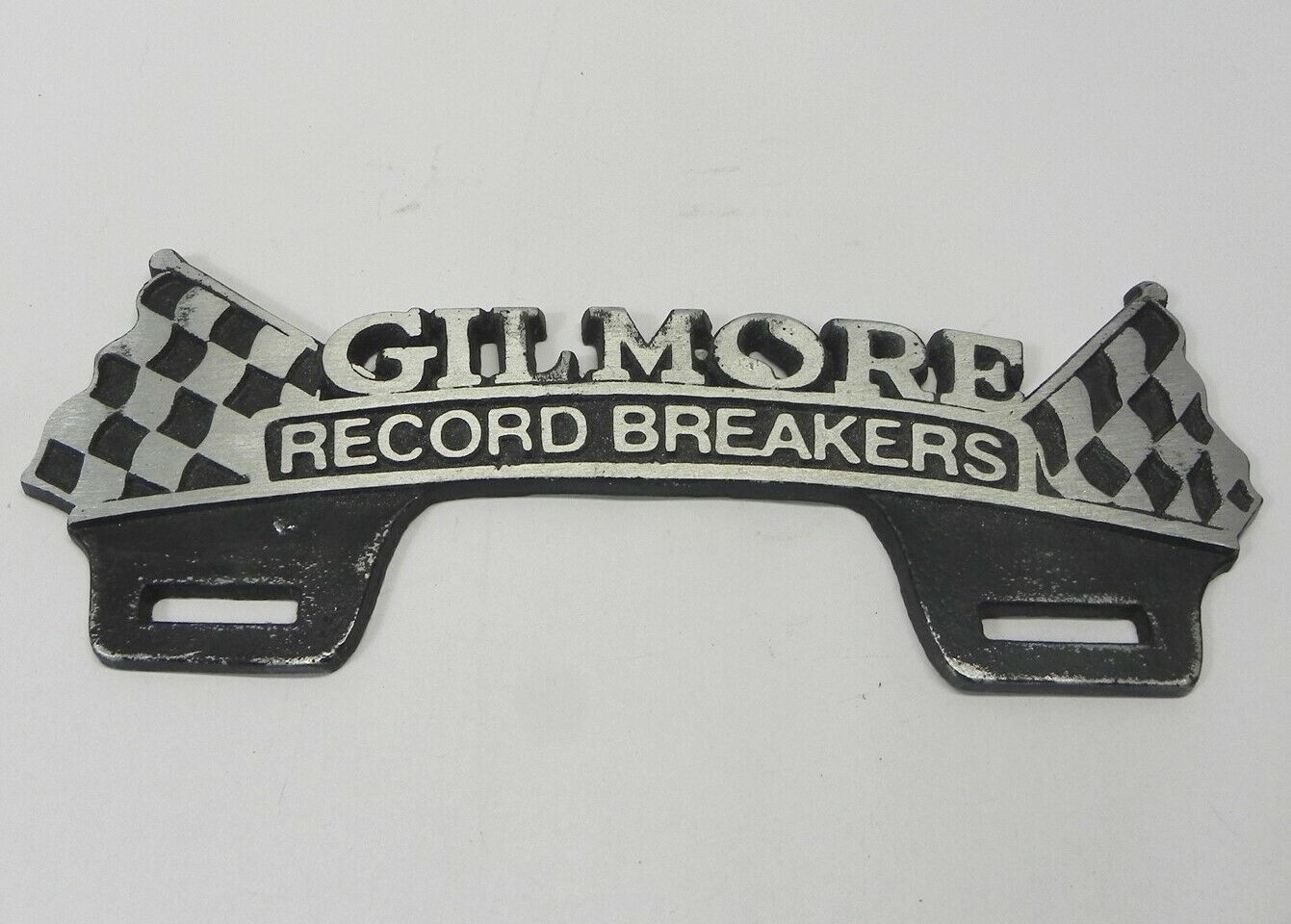 GILMORE RECORD BREAKERS PLATE TOPPER TAG DISPLAY BLACK COLOR
