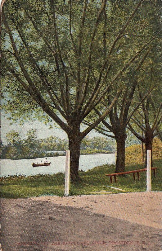  Postcard Canoeing on Pawtuxet River Providence RI 