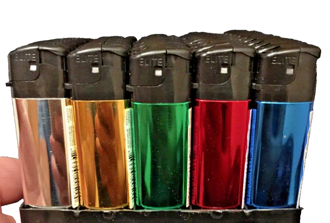 Foil Wrap Electronic Disposable Lighters Adjustable Flame (50) Display
