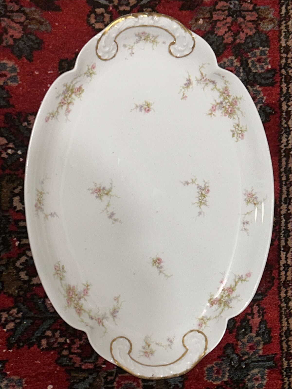 1903 Antique Theodore Haviland Limoges porcelain floral Serving Platter￼ 16”x11”