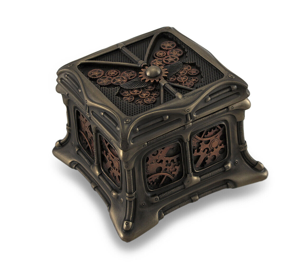 Steampunk Butterfly Bronze Finish Trinket Box Stash Box