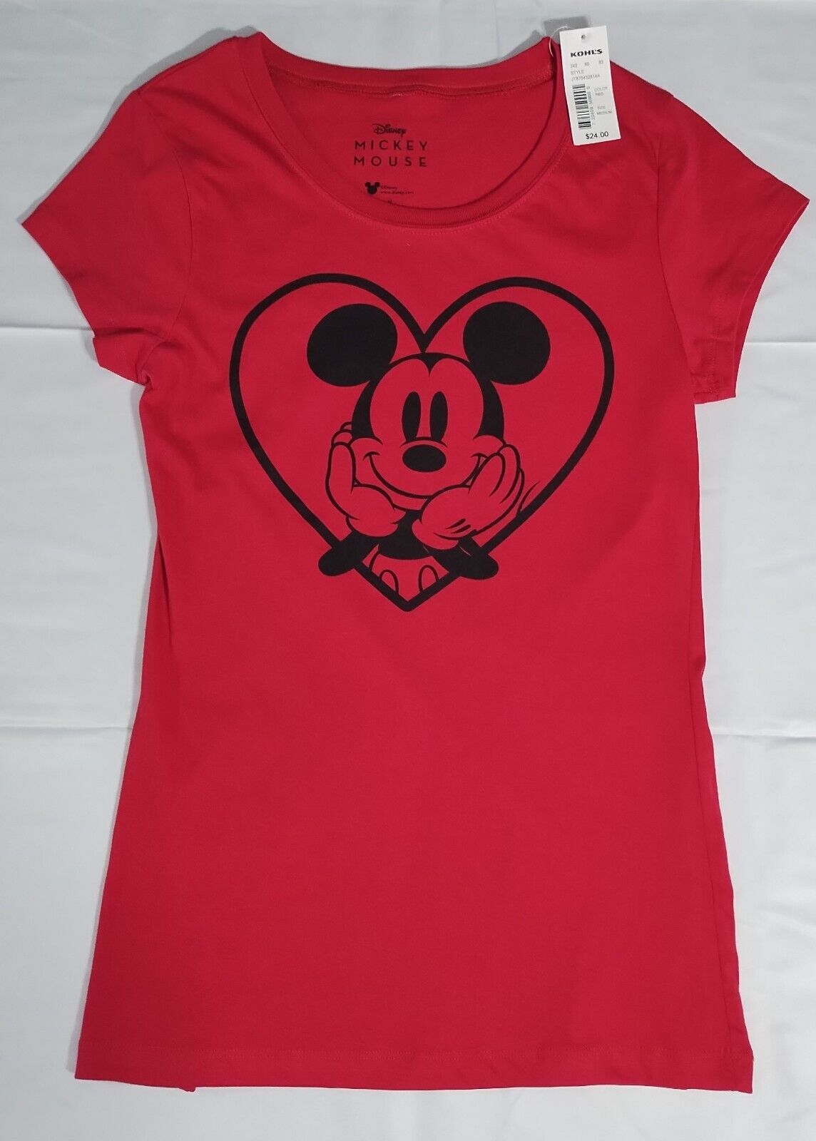 Girls/Juniors Medium Disney Mickey Mouse Short Sleeve Red  T-shirt. NWT