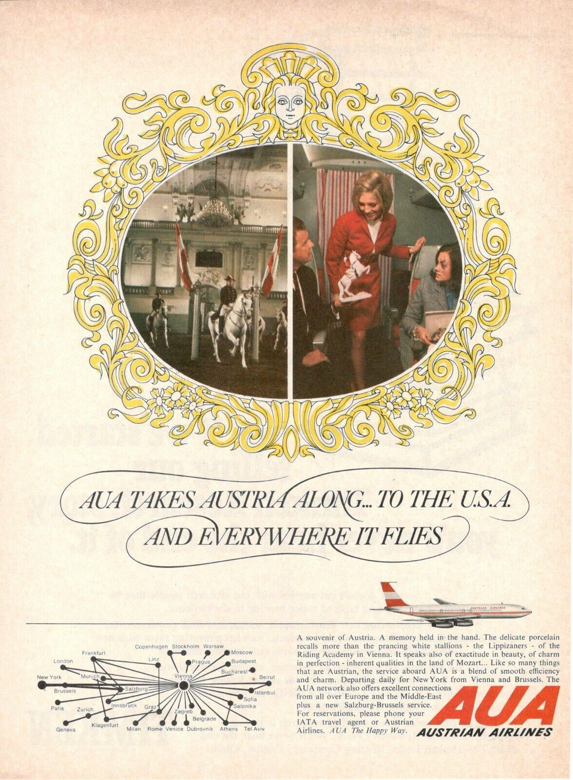 Aua Austrian Airlines Company Aerial Aua Takes Austria 1969 Advertising\'