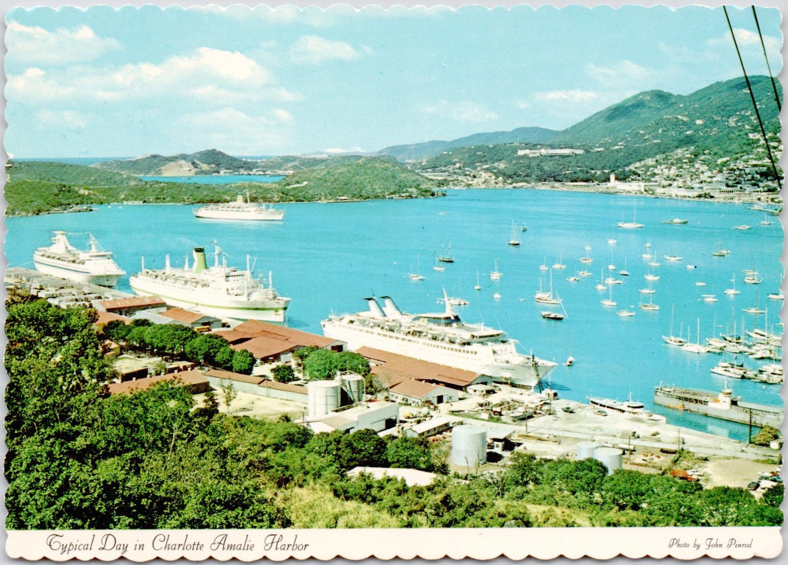 Saint Thomas Virgin Islands Charlotte Amalie Harbor Cruise Ship Vintage Postcard