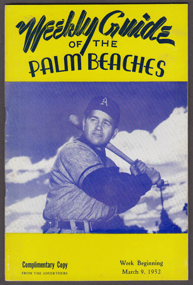 Weekly Guide of the Palm Beaches 3/9 1952 Gus Zernial Philadelphia A\'s +