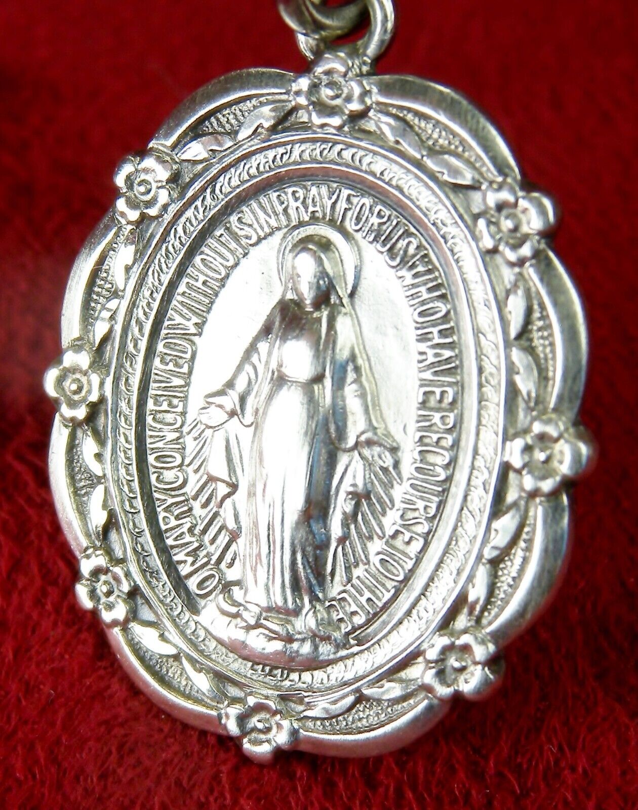 Vintage Sterling Therese Little Flower FROM THE SHRINE Miraculous Medal Relic