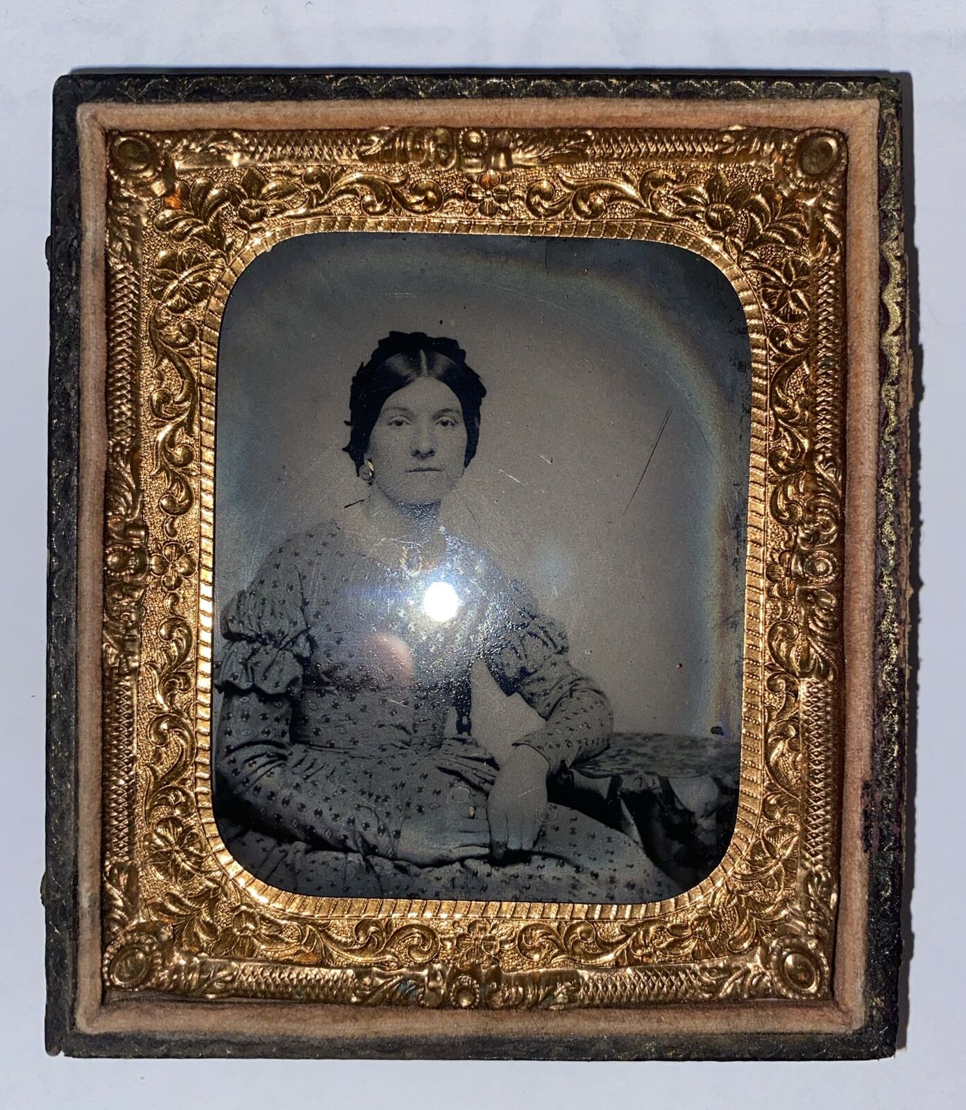 Antique Daguerreotype Photograph Young Woman 3.5” X 3”
