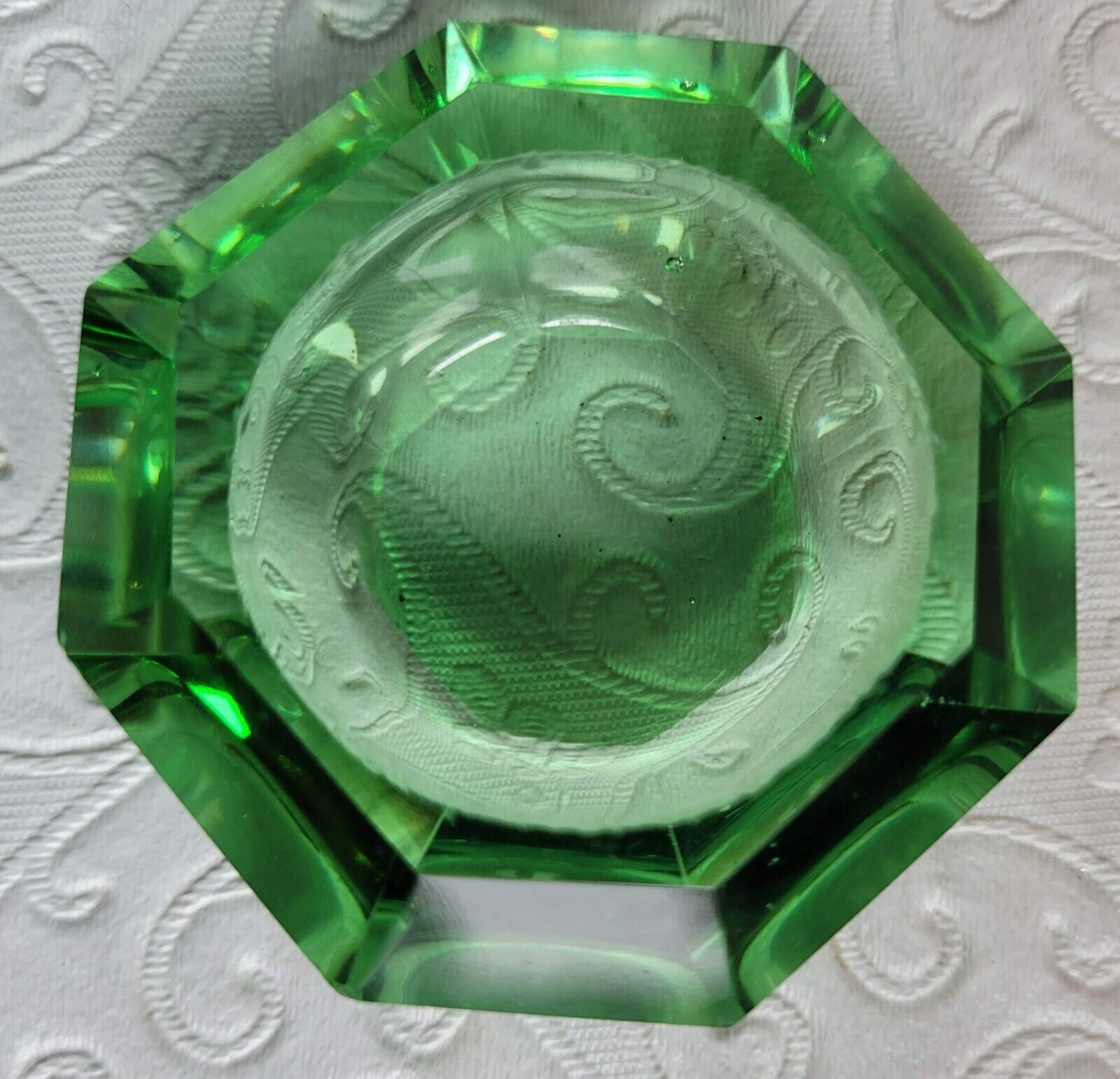 Vintage Open Salt-Green 8 Sided,  Good Condition