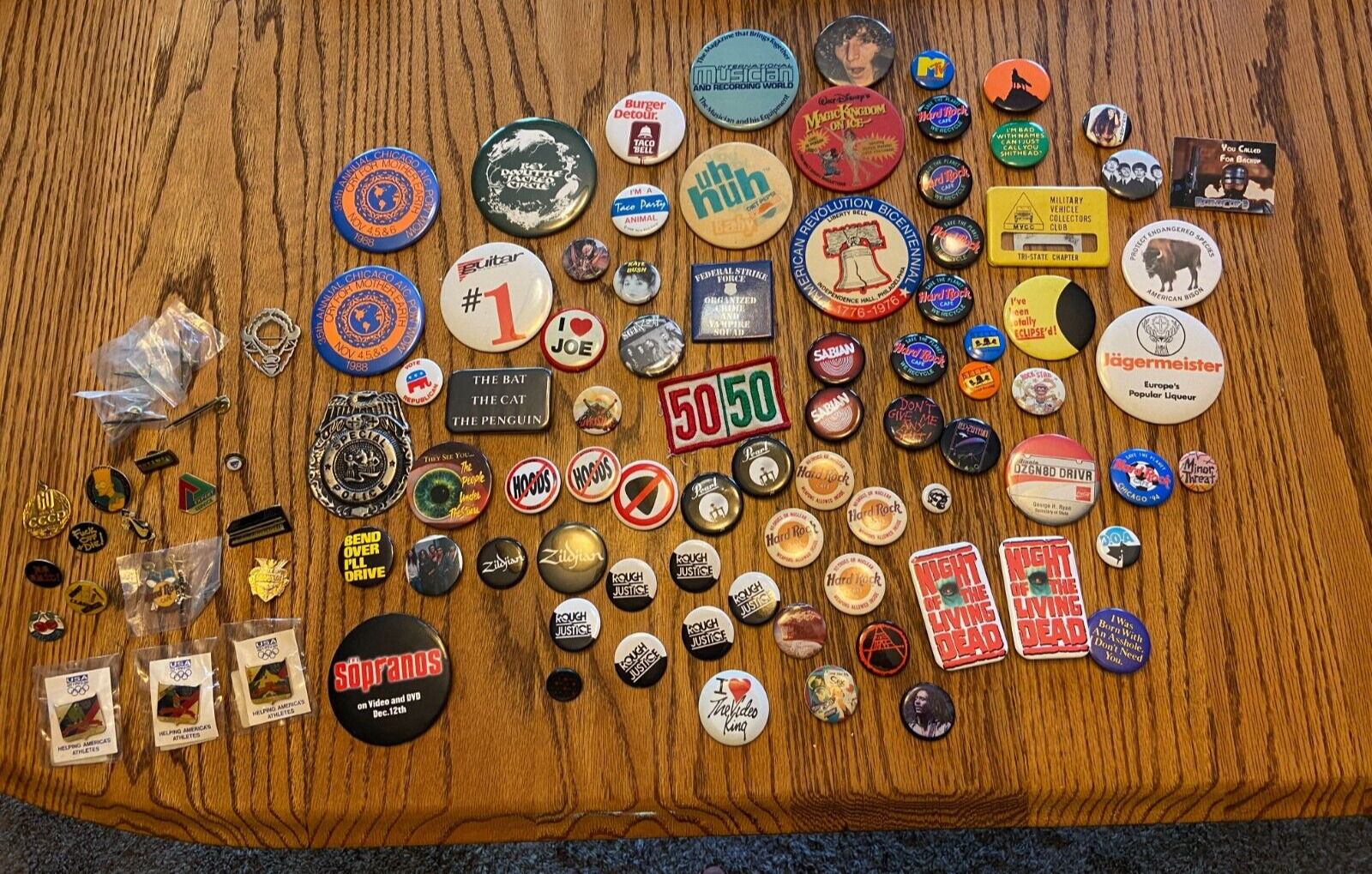 Vintage Lot of Pinback Buttons Random Pins 1980s 1990s Collectible Variety