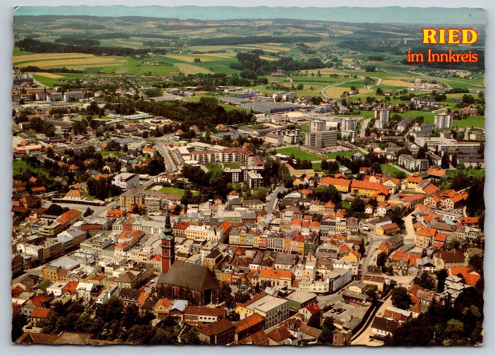 Postcard Austria Ried im Innkreis Aerial view 2W