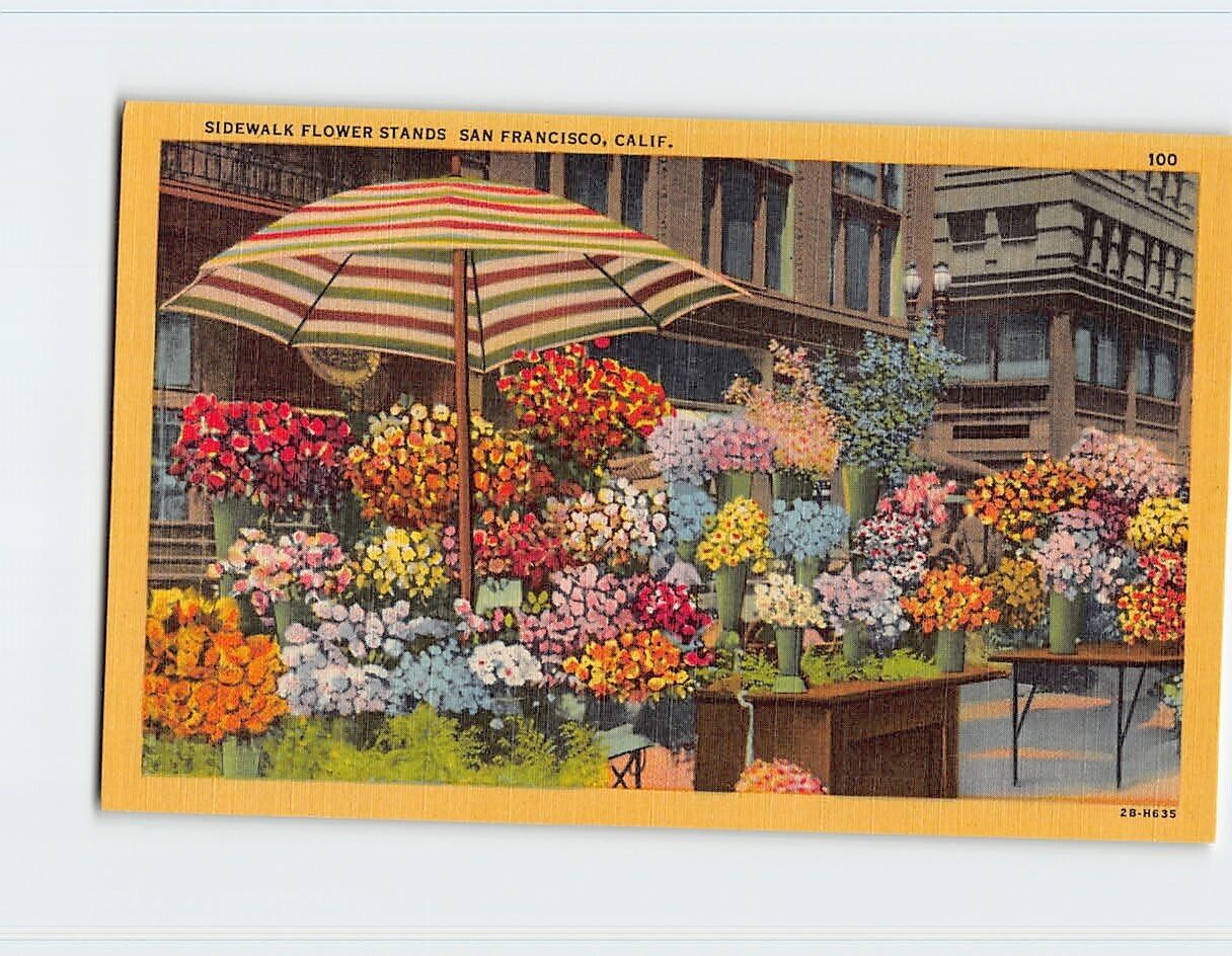 Postcard Sidewalk Flower Stands San Francisco California USA