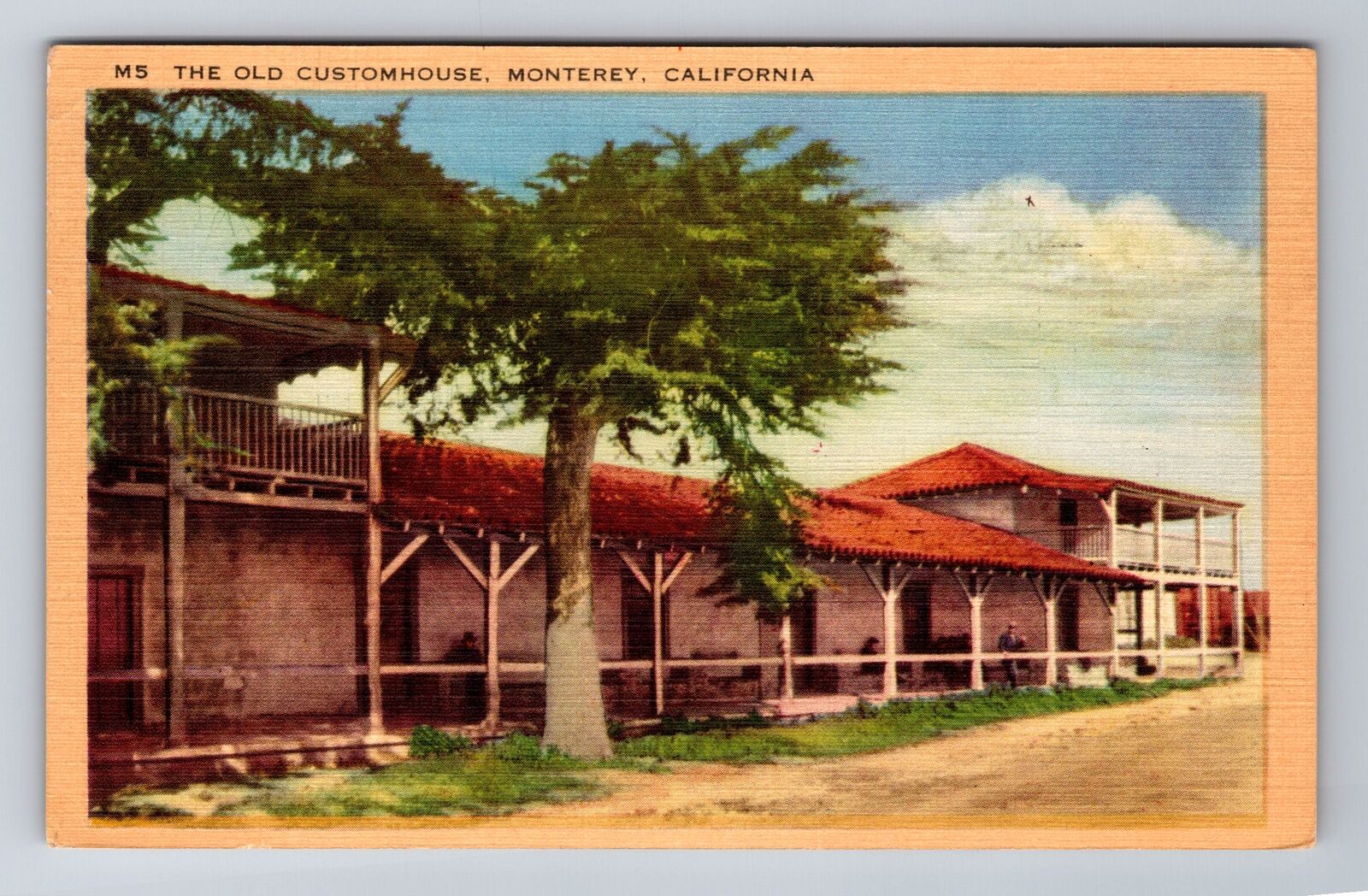 Monterey CA-California, Old Customhouse, c1944 Vintage Souvenir Postcard