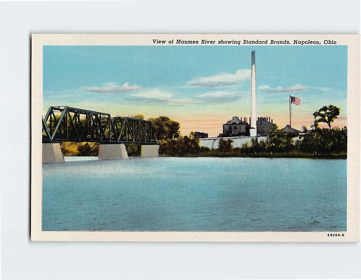 Postcard View of Maumee River showing Standard Brands, Napoleon, Ohio