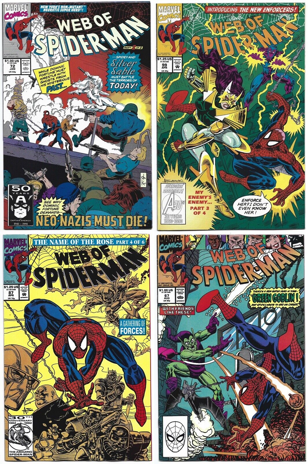 Web Of Spider-Man #67, 72, 87, 99 Lot Of (4) Marvel Comics (1990) VF/NM