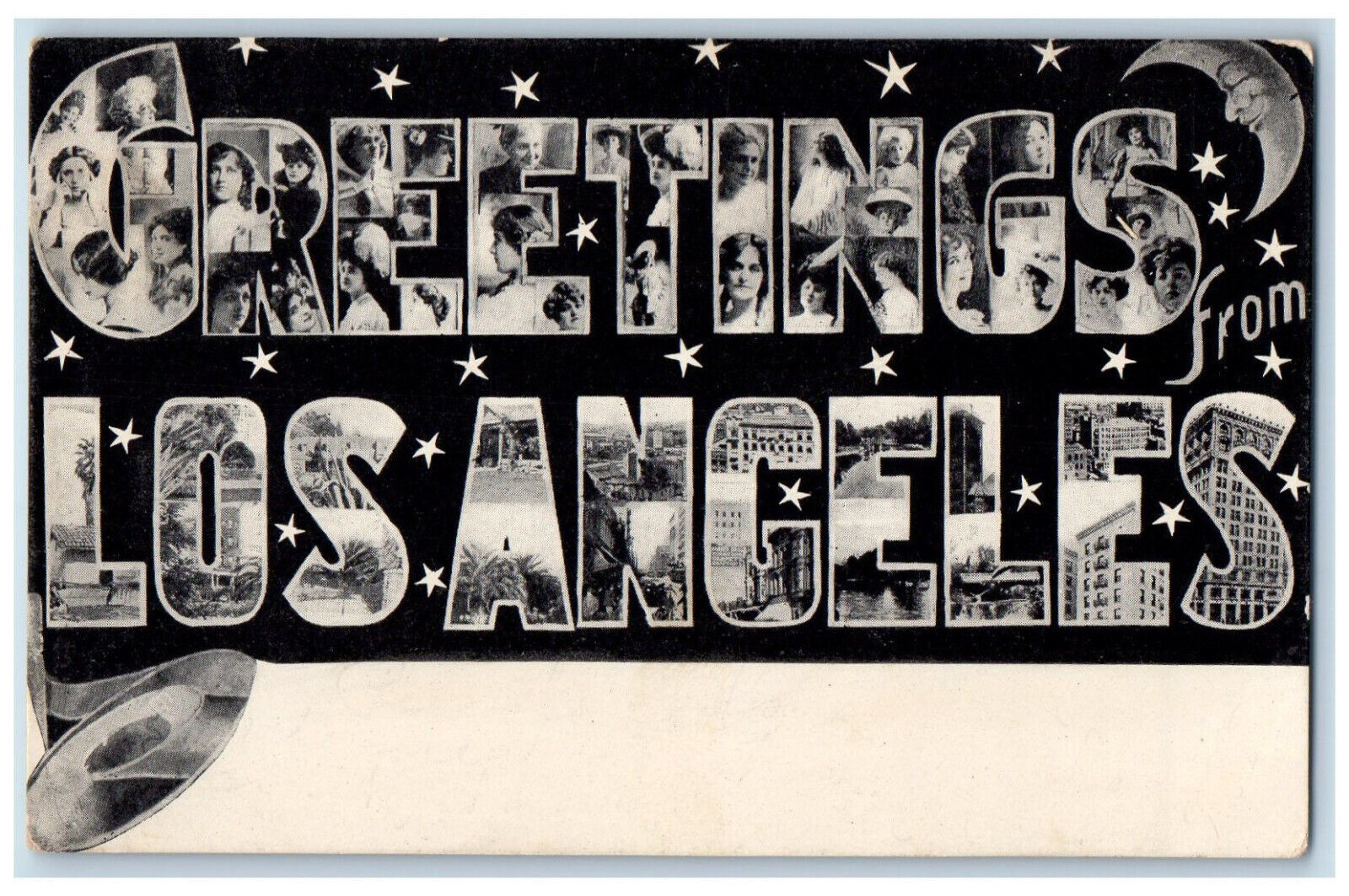 c1905 Greetings From Los Angeles California CA Large Letter Antique Postcard