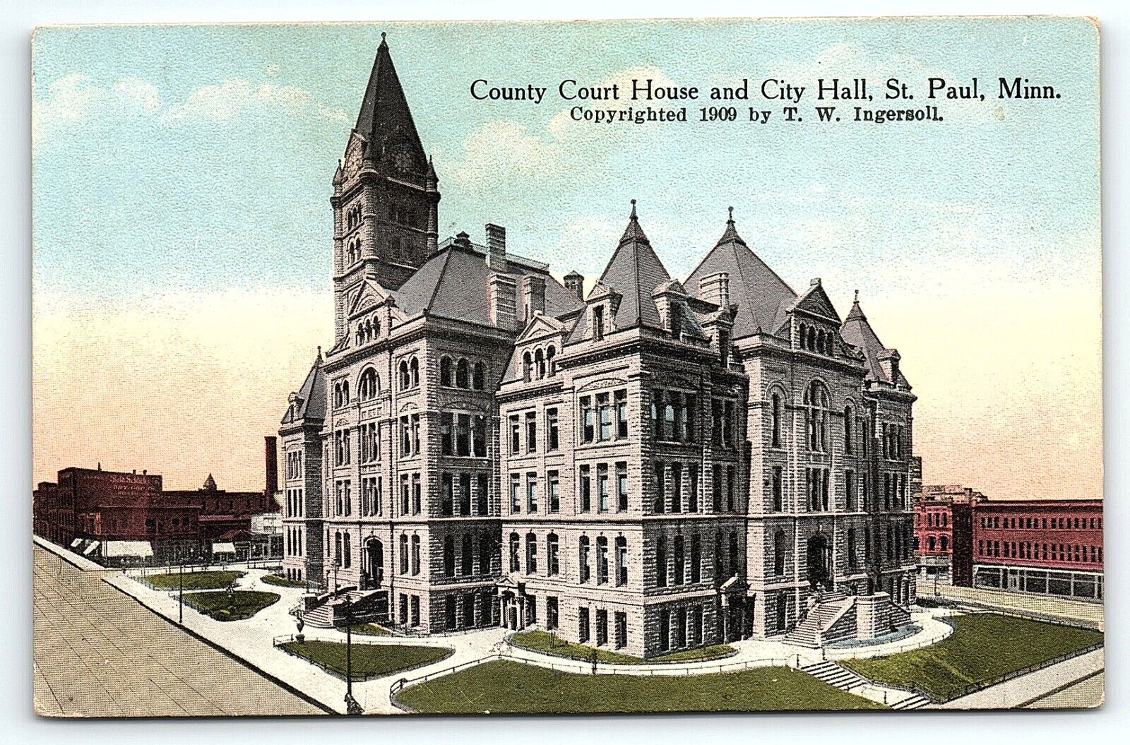 1909 ST PAUL MINNESOTA COUNTY COURT HOUSE AND CITY HALL INGERSOLL POSTCARD P3146